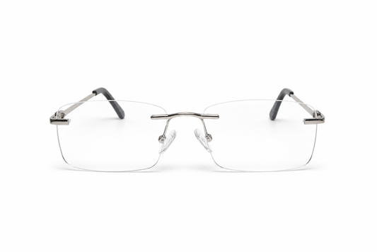 Rimless Rectangle Blue Light Eyeglasses / نظارة طبية بدون إطار بعدسات بلو لايت
