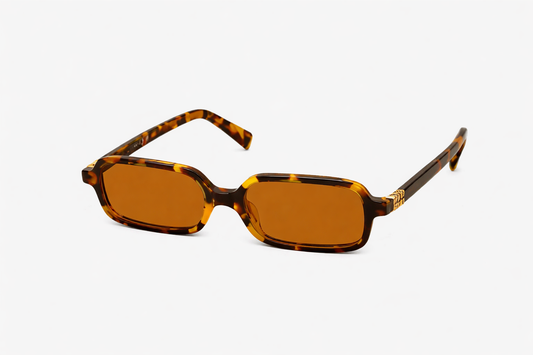 Tortoiseshell Rectangular Sunglasses – Amber Lens