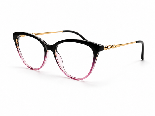 Blue Light Cat-Eye Eyeglasses – Black & Pink Gradient Frame / نظارة بلو لايت كات آي بإطار أسود ووردي متدرج