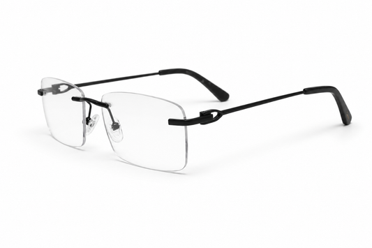 Rimless Rectangle Blue Light Eyeglasses / نظارة طبية بدون إطار بعدسات بلو لايت