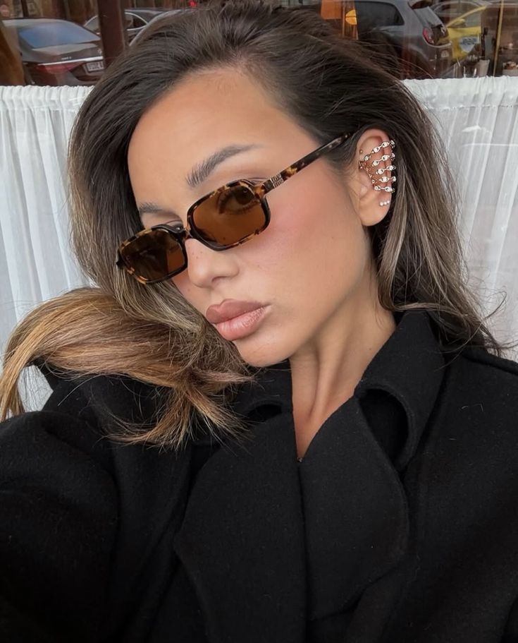 Tortoiseshell Rectangular Sunglasses – Amber Lens